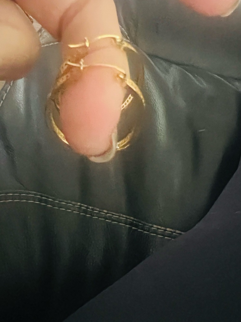 Gold Hoop Earrings with Swarovski Crystals - Picture 7 of 8